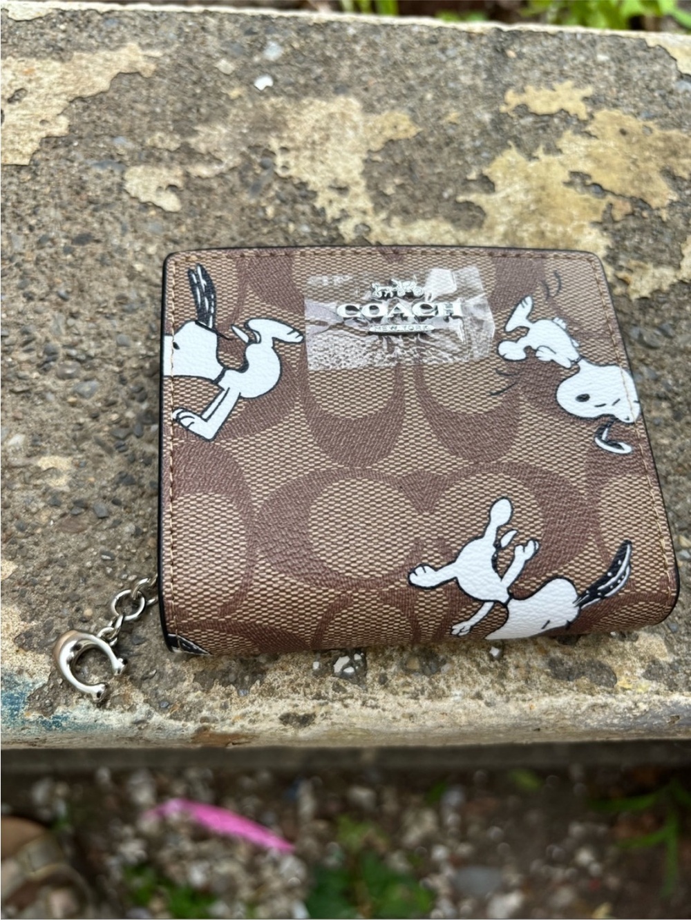 Coach Brown Signature Snoopy Compact Wallet